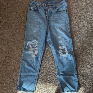 Levi's Light Blue Distressed Boyfriend Jeans